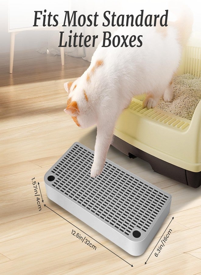 QsiuYbng Light Gray Litter Box Step for Limited Spaces, Portable Plastic Litter Box Ramp Anti-Tracking & Easy to Clean, Cat Steps with Filter Function for Small & Elderly Cats (12.6×6.3×1.57In) - Image 2